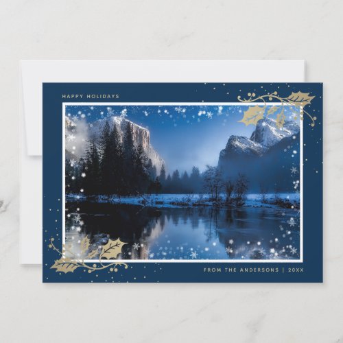 Blue Winter Scene Happy Holidays Mountain Cards