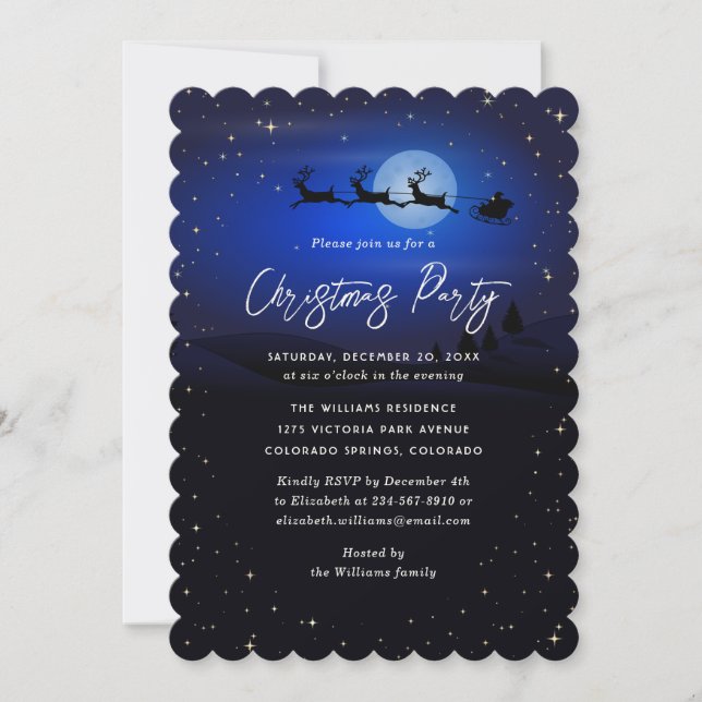 Blue Winter Scenery Christmas Party Invitation (Front)