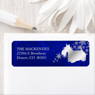 Blue Winter Scottish Terrier Return Address Label