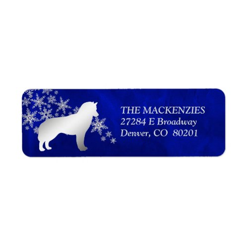 Blue Winter Siberian Husky Return Address Label