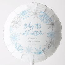 Blue winter silver snowflakes baby shower Balloon