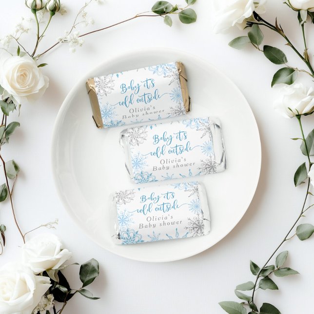 Blue winter silver snowflakes baby shower hershey's miniatures (Creator Uploaded)