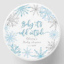 Blue winter silver snowflakes baby shower mini candle favors