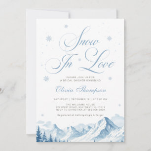 Blue Winter Snow In Love Bridal Shower Invitation