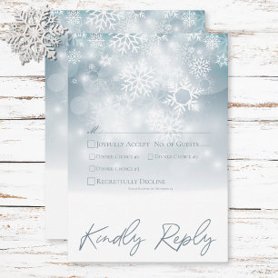 Blue Winter Snow Modern Wedding Dinner RSVP Card