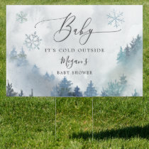Blue Winter Snow Mountain Baby Shower  Sign