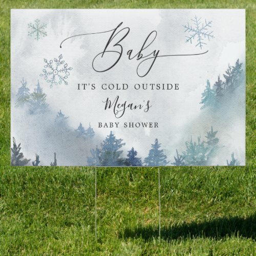 Blue Winter Snow Mountain Baby Shower  Sign