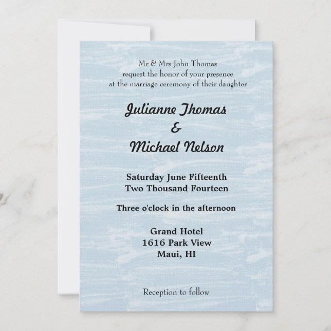 Blue Winter Snow Wedding Invitation (Front)