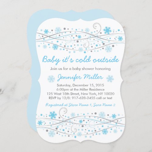 Blue Winter Snowflake Baby Shower Invitation