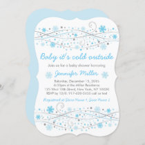 Blue Winter Snowflake Baby Shower Invitation