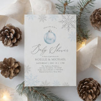 Blue Winter Snowflake Boy Baby Shower Invitation