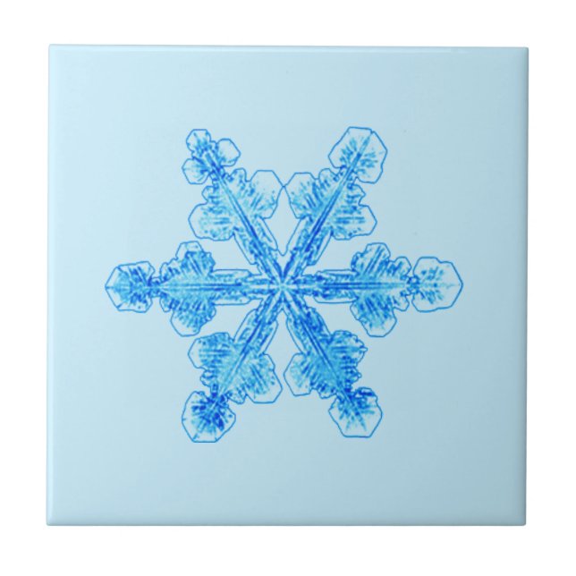 Blue Winter Snowflake Ceramic Tile (Front)