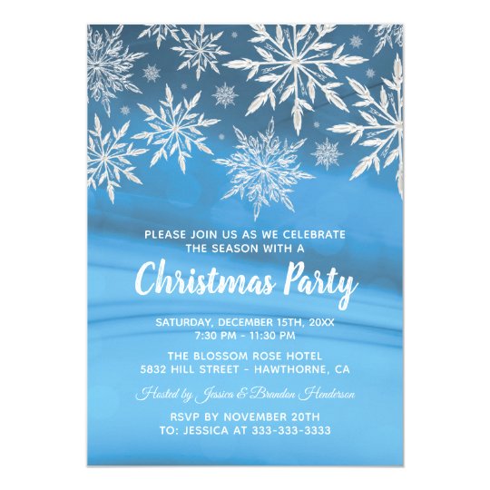 Blue Winter Snowflake Christmas Holiday Party Invitation | Zazzle.com