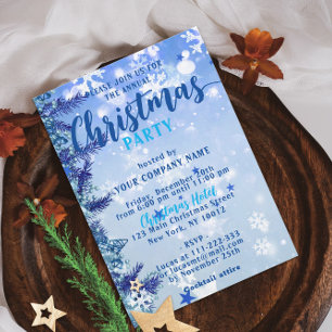 Blue Winter Snowflake Corporate Holiday Party Invitation