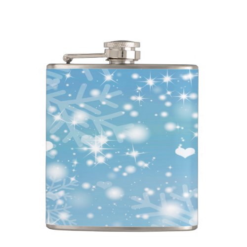 Blue Winter Snowflake Design Flask
