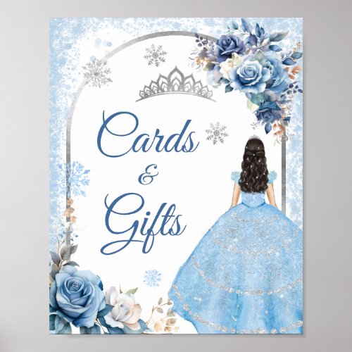 Blue Winter Snowflake Mis Quince Cards  Gifts Poster