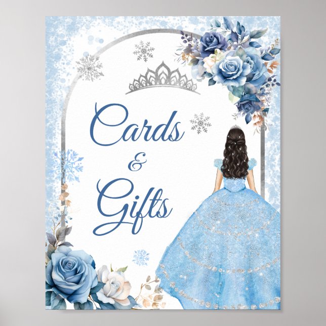 Blue Winter Snowflake Mis Quince Cards & Gifts Poster (Front)