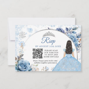 Blue Winter Snowflake Mis Quince QR Code RSVP