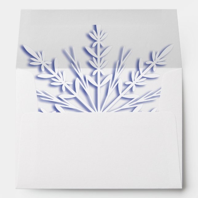 Blue Winter Snowflake on White Envelope (Back (Bottom))