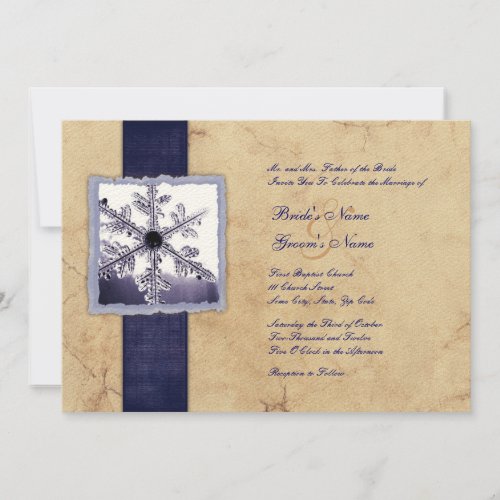 Blue Winter Snowflake Vintage Wedding Invitations