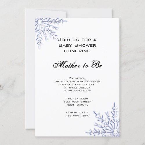 Blue Winter Snowflakes Baby Shower Invitation