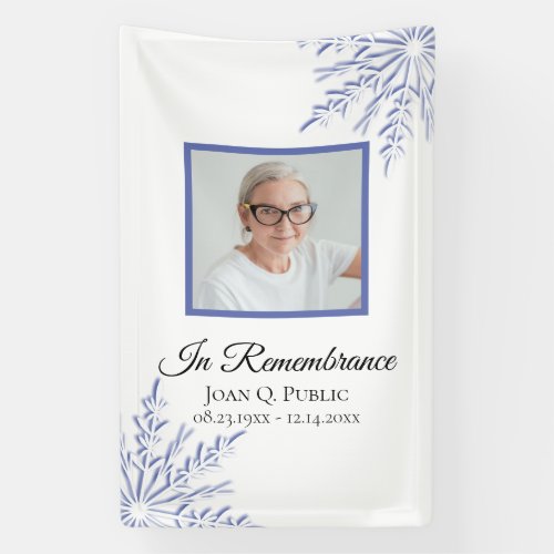 Blue Winter Snowflakes Celebration of Life Funeral Banner