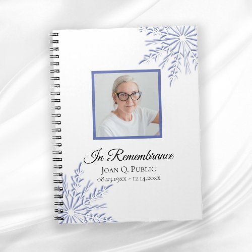 Blue Winter Snowflakes Celebration of Life Funeral Notebook