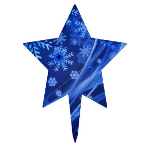 Blue Winter Snowflakes Christmas Cake Topper