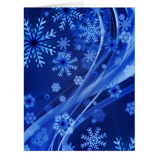 Blue Winter Snowflakes Christmas Cards (Front)