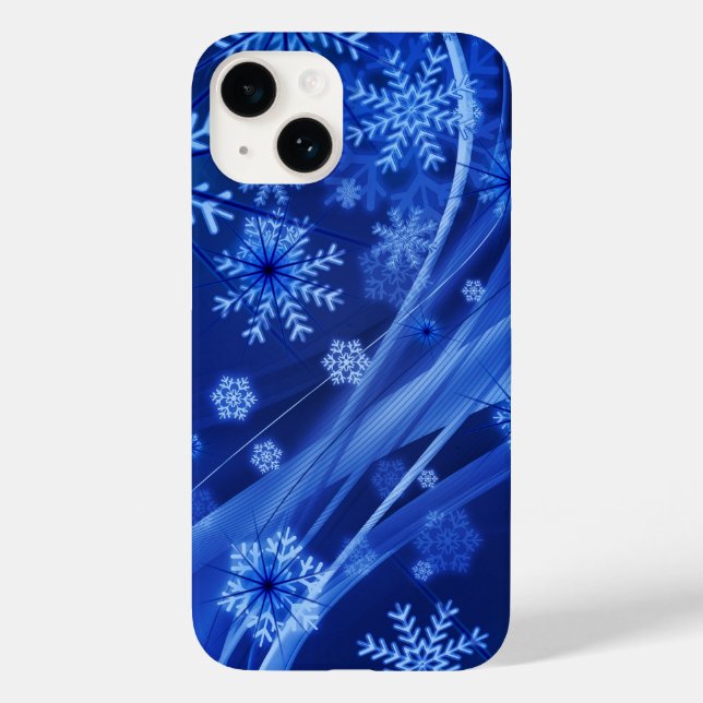 Blue Winter Snowflakes Christmas Case-Mate iPhone Case (Back)