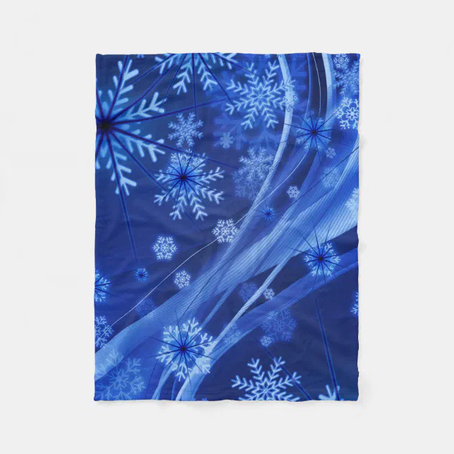 Blue Winter Snowflakes Christmas Fleece Blanket Zazzle