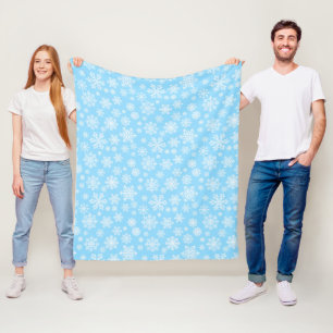 Blue Winter Snowflakes Christmas Fleece Blanket