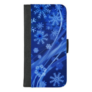 Blue Winter Snowflakes Christmas iPhone 8/7 Plus Wallet Case
