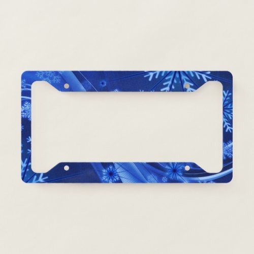 Blue Winter Snowflakes Christmas License Plate Frame