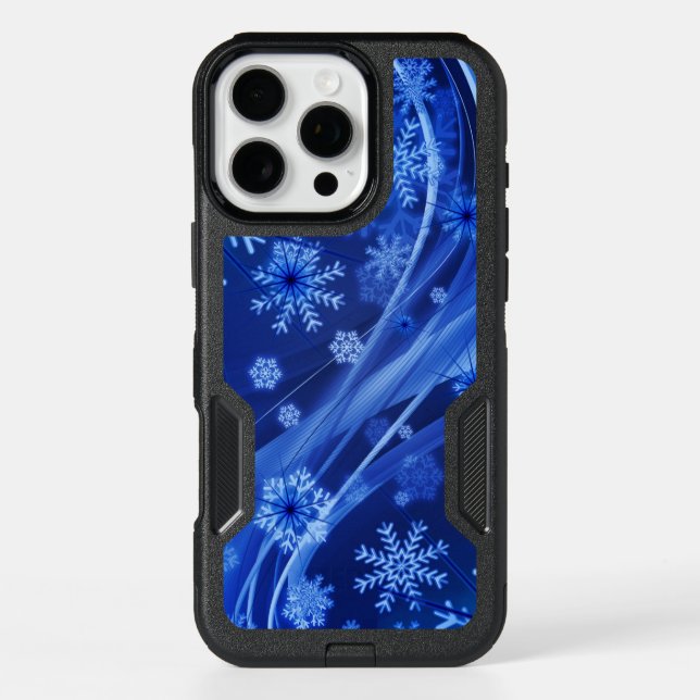 Blue Winter Snowflakes Christmas Otterbox iPhone Case (Back)