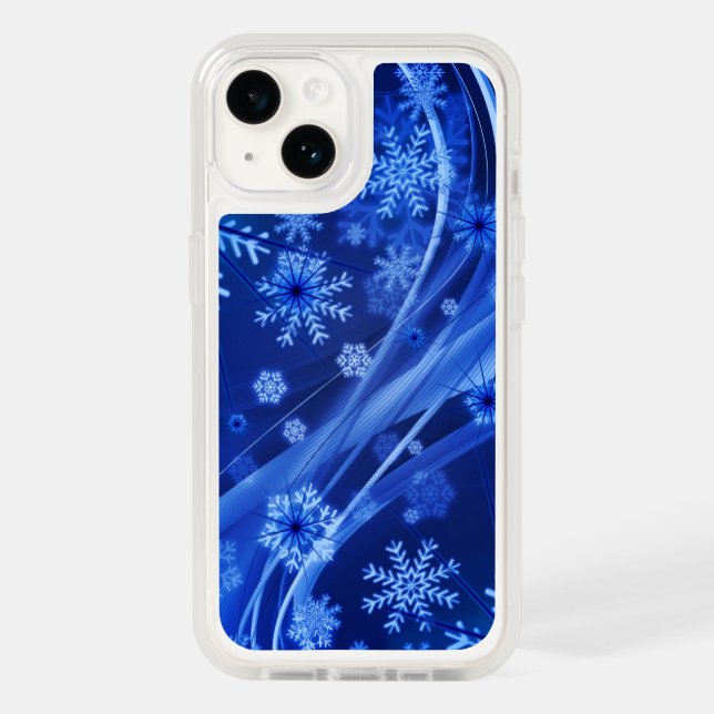 Blue Winter Snowflakes Christmas Otterbox iPhone Case (Back)