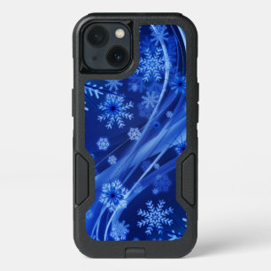 Blue Winter Snowflakes Christmas iPhone 13 Case