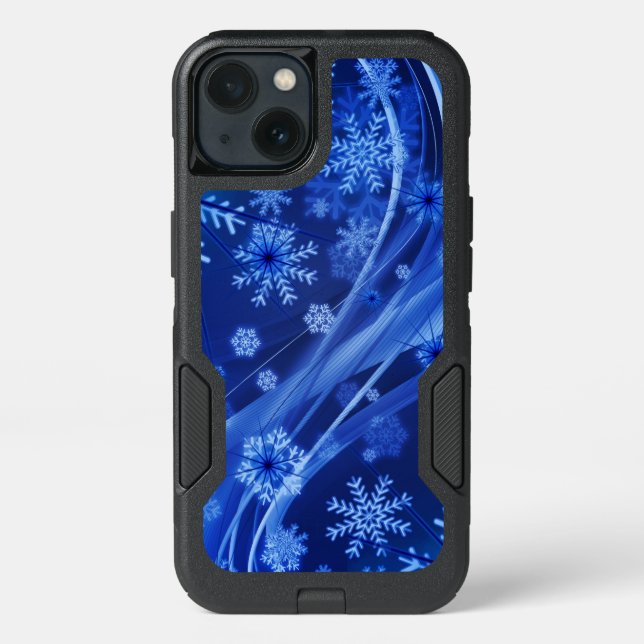 Blue Winter Snowflakes Christmas Otterbox iPhone Case (Back)