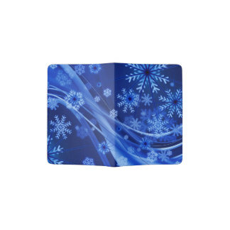 Blue Winter Snowflakes Christmas Passport Holder