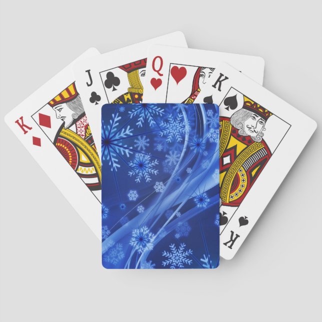 Blue Winter Snowflakes Christmas Poker Cards (Back)