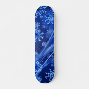 Blue Winter Snowflakes Christmas Skateboard Deck