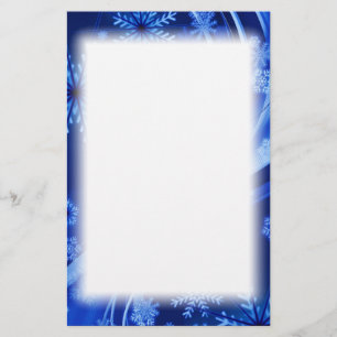 Blue Winter Snowflakes Christmas Stationery
