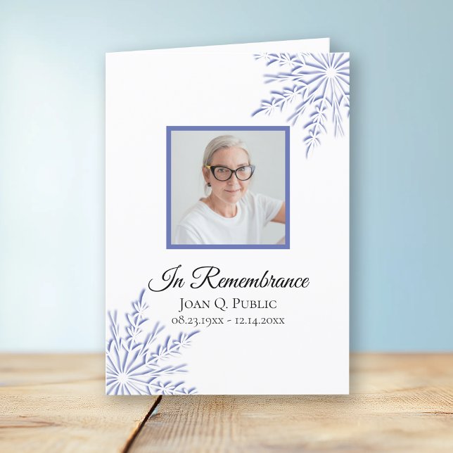 Blue Winter Snowflakes Funeral Service Folded Program (Creator Uploaded)
