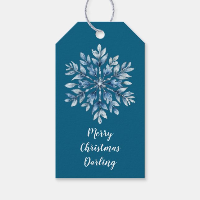 Blue Winter Snowflakes Gift Tags (Front)