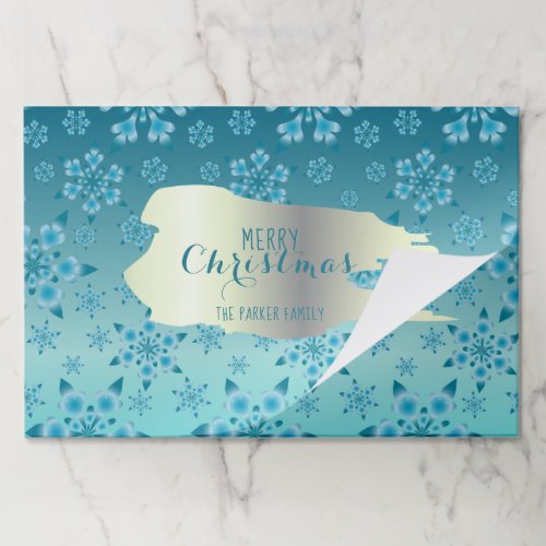 Blue Winter Snowflakes Merry Christmas Holidays Paper Pad