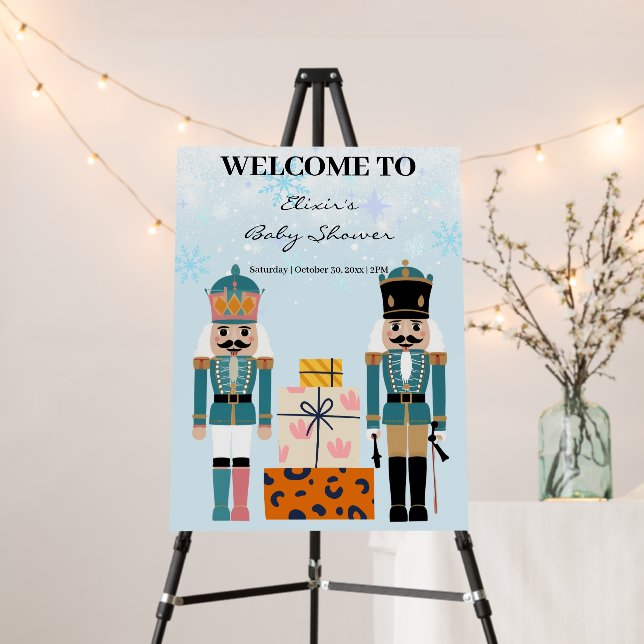 Blue Winter Snowflakes Nutcracker Baby Shower Foam Board (In Situ (Stand))