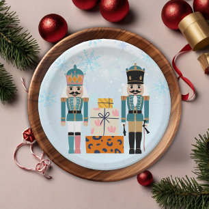 Blue Winter Snowflakes Nutcracker Baby Shower Paper Plates