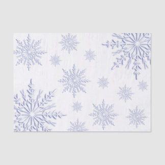 Blue Winter Snowflakes on White Tissue Paper