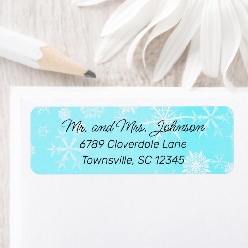 Blue Winter Snowflakes Return Address Label