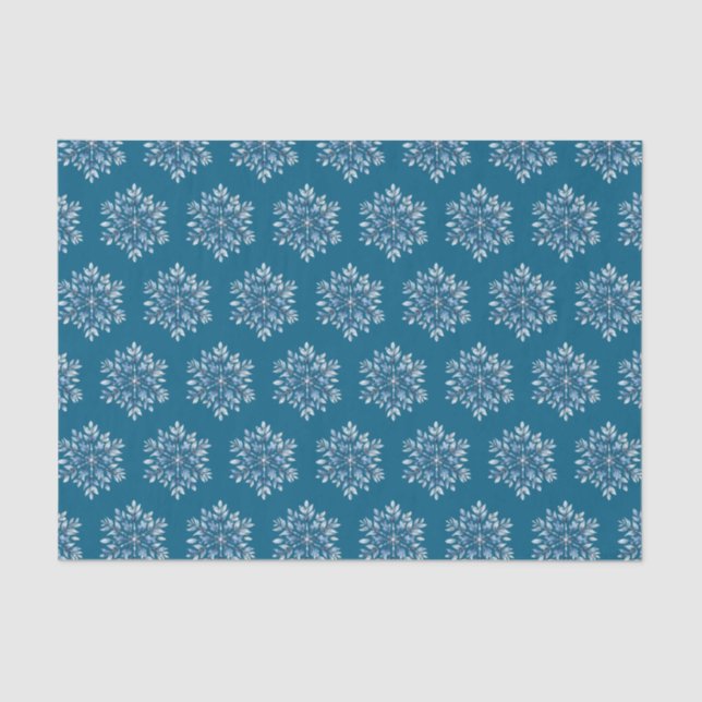 Blue Winter Snowflakes Tissue Paper (Front)